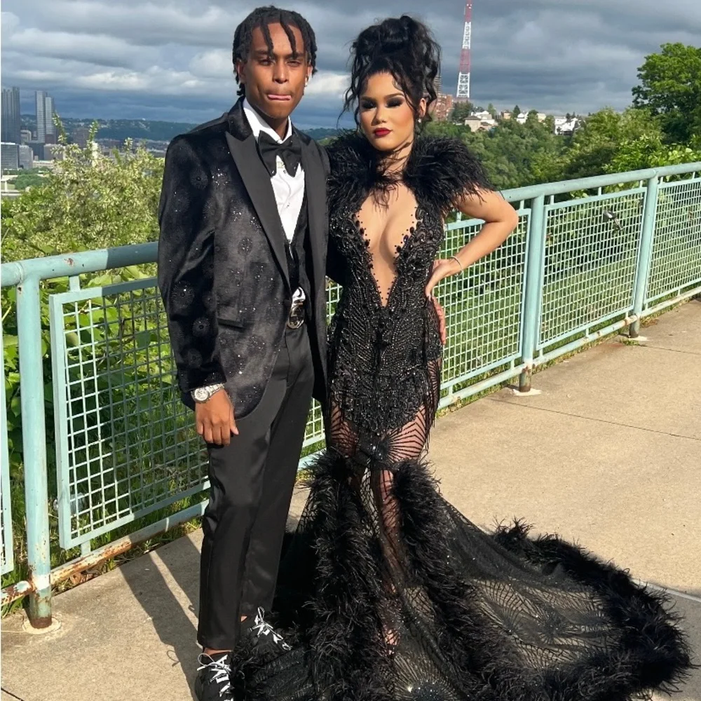 Black prom dress for sale custom made to fit my body. Best for size small girls! - Picture 3 of 3